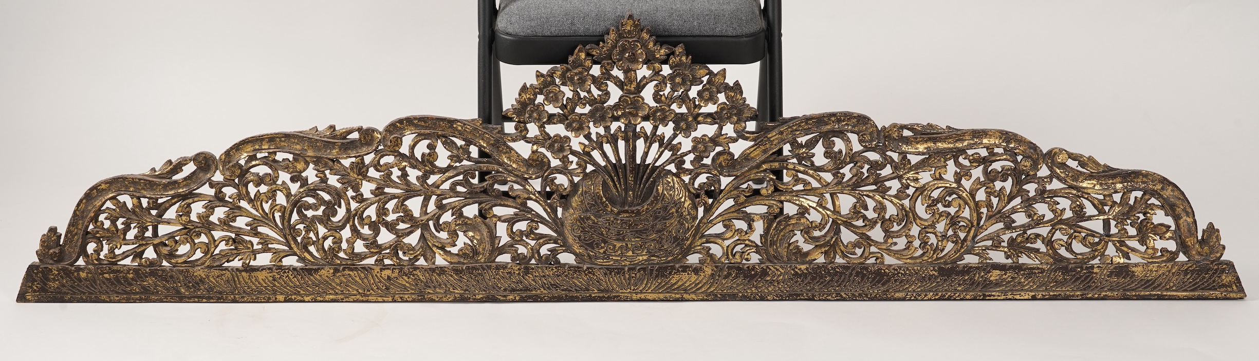 A Burmese gilt lacquered wood cresting, 19th century